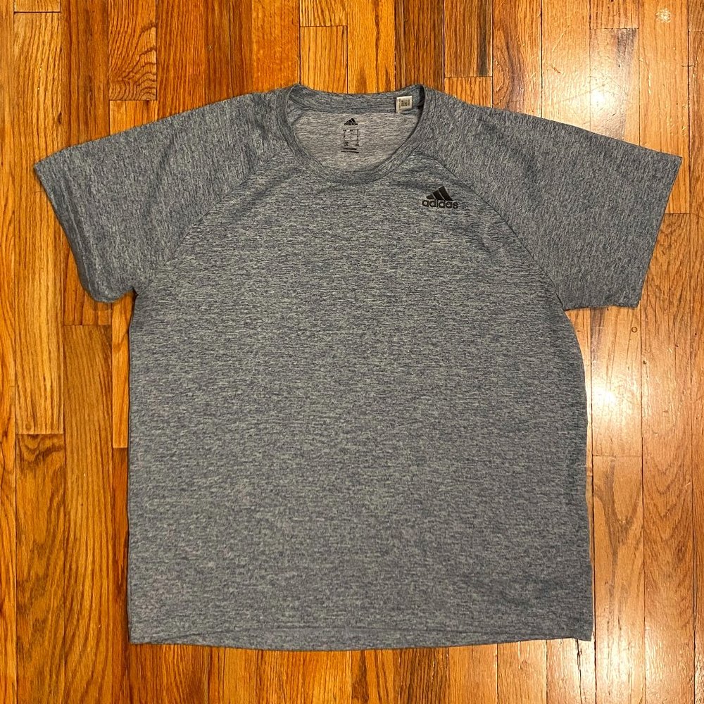 Adidas Grey Heather Dri-fit Short Sleeve Shirt Size Large